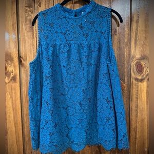 Women’s Sleeveless Teal Blue Lace Top